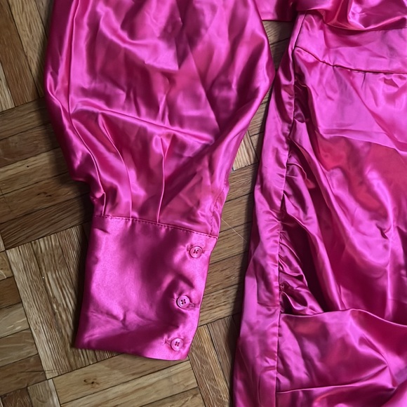 NWT Glamaker fuchsia one shoulder batwing sleeve bodycon dress Size Medium - Picture 5 of 8